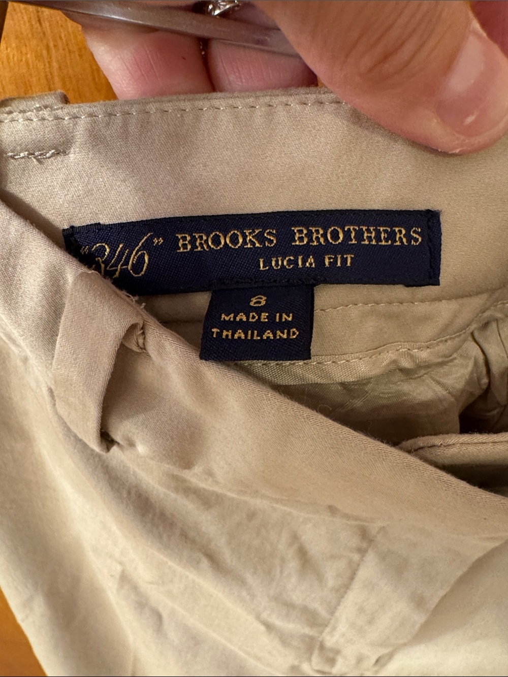 Brooks Brothers 346 Lucia Fit Beige Straight-Leg Chinos - Picture 6 of 7